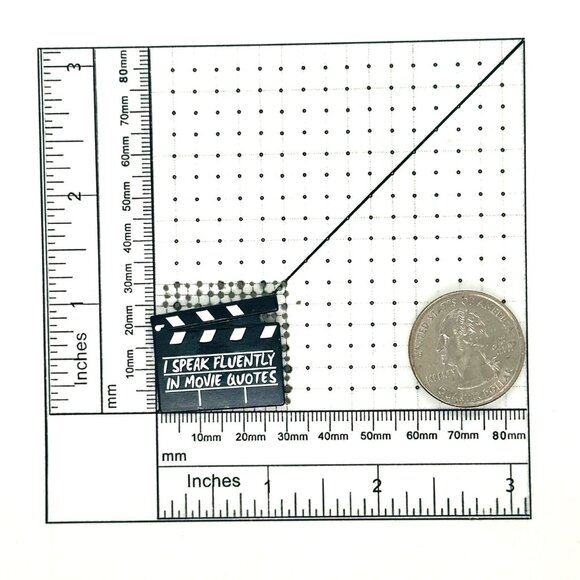 ⭐Movie Set Clapboard Enamel Pin Speak Fluently In Movie Quotes Brooch Black New⭐ - Picture 6 of 6